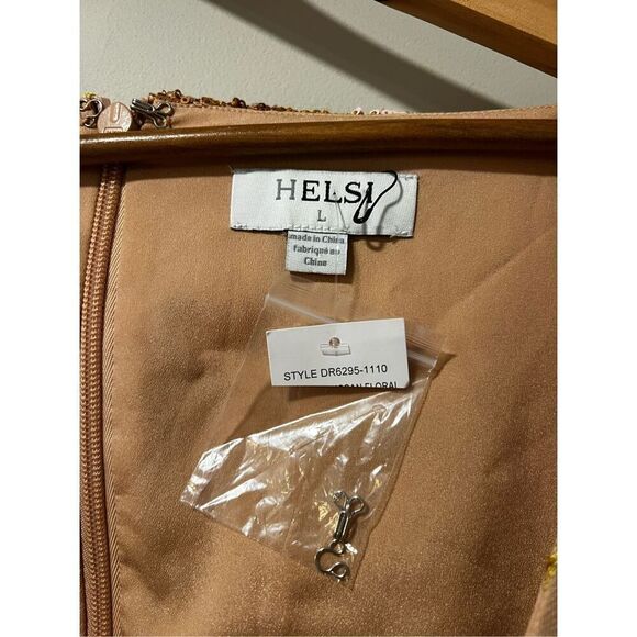 Helsi Women's Gold Sequin Floral Appliqué Kristen Mini Cocktail Dress Large NWOT - Picture 6 of 10